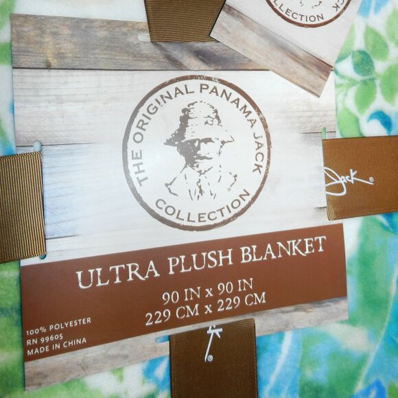 Panama Jack Tropical Floral Print Ultra Plush Throw Blanket 90" x90"📦⌚🏃🏻💨⚡🚚 - Picture 12 of 16
